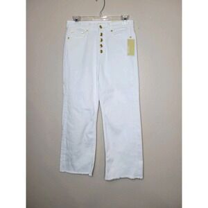NWT Michael Kors Women's White Selma Flare Cropped Leg High Rise Jeans Size 4